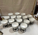 Large Collection of White Ceramic Bowls With Candle Warmers- Set of 30