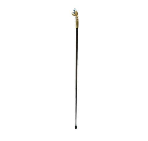Vintage Cane With Gold Bird Talon Holding Blue Iridescent Orb Handle