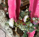 Handmade Metal Painted Hot Pink Cactus Statue (Greenery Is Optional)