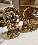 Collection of Petite, Wicker, Chairs, Planters Decor- Set of 5