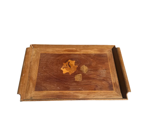 Lightweight Wooden Tray With Floral Accents