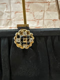 Small Black Hand Bag With Gold and Jewel Accents *Missing Jewels