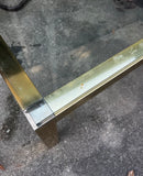 1970s Gold Square Coffee Table With Glass Top