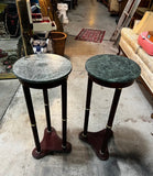 Pair of Green Stone Top Round Side Tables