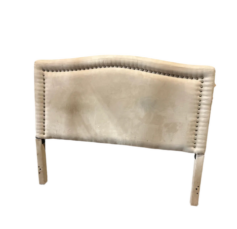 Gray Covered Cushioned Modern Queen Size Headboard