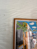 Hand Painted Italian Tile With Wall Hanging in Wooden Frame