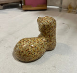 1970s Small Floral Ceramic Painted Dog Sculpture