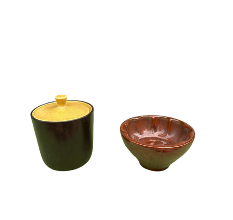 Ceramic Pottery Catchall and Jar Pair