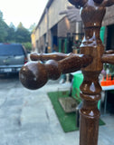 1970s Tall Vintage Hand Carved Wooden Coat Rack