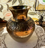 Intricate Brass Vase Hand Hammered Details