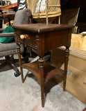 Wooden Mid Century Modern Beside Table With Rose Painted Details