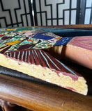 Hand Painted Folk Art Wedding Scene on Wooden Fish Art Piece