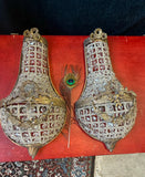 Pair of Small French Basket Style Wall Sconces