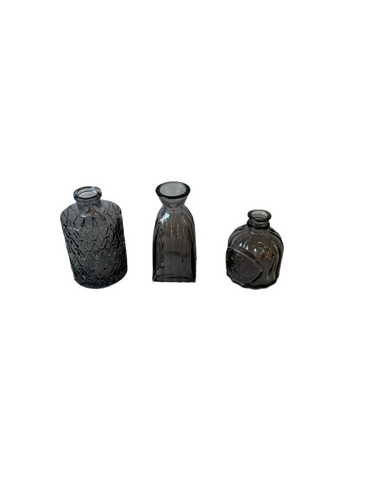 Instant Collection of Charcoal Colored Glass Miniature Vases- Set of 3