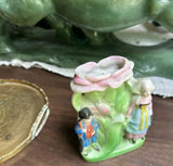 Small Ceramic Floral Catchall With Little English Figures