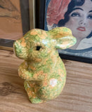 Decoupage Ceramic Floral Bunny Sculpture