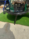 1970s Asian Black Lacquered Coffee Table With Mother of Pearl Accents