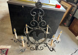 Vintage Black Metal Rustic Style Rooster Chandelier With Leaf Accents
