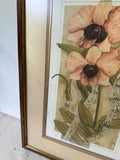 Antique Framed Signed Print of Pink Flower