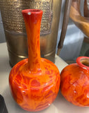 Pair of Vintage Orange Ceramic Vases