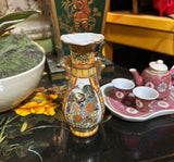 Vintage Small Asian Style Ceramic Vase With Gold Accents