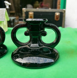 Black Milk Glass Pair of Candleholders