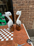 Pair of Wooden Painted Nautical Pelicans