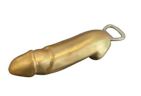 Wooden Gold Painted Penis Bottle Opener