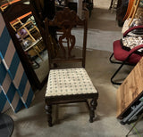 Vintage Wooden Chair With Blue Flower Accents