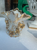 Pair of Gold and White Ceramic Vases