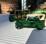Collection of Green Glass Avon Bottle Cars- Set of 3