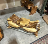 1970s Rare Wooden Hand Carved Crab Coffee Table