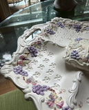 Purple Fleur De Lis Ceramic Dish With Covered Sauce by Lenwile Ardalt