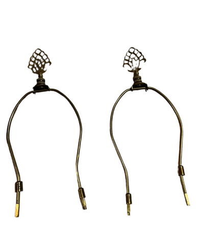 Pair of Brass Lamp Harps and Finials