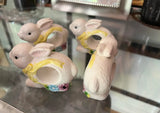 Collection of Ceramic Bunny Easter Style Napkin Rings- Set of 4