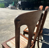 Vintage Wooden Dining Chairs With Studded Cushions- Set of 6