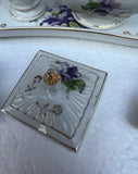 Collection of Ceramic Decorative Vases and Tray With Purple Flower Details