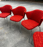 Vintage Collection of Red Abstract Coalesse Steelcase Dining Chairs