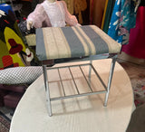 Small Vintage Striped Silver Footstool