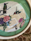 Round Hummingbird Needlepoint in Frame