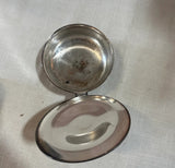 Pair of Vintage Silver Silent Butler and Serving Dish With Spout and Wooden Handles