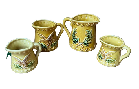 Set of Ceramic Americana Measuring Cups With Eagle Accents