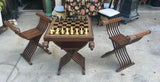 Vintage Foldable Chess Set- Chairs, Table Base, Chess Table Top, and Pieces- Set of 36