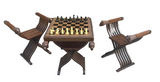 Vintage Foldable Chess Set- Chairs, Table Base, Chess Table Top, and Pieces- Set of 36