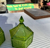 Green Pair of Vanity Bowls With Lids