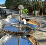 Large Silver Hand Hammered 5-Tier Caddy