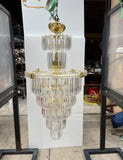 Large Wedding Lucite and Brass Chandelier