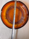 Pair of Round Amber Colored Glass Ashtrays