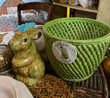 Decoupage Ceramic Floral Bunny Sculpture