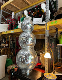 Oversized Disco Ball Snowman Sculpture, Slight Condition Issue